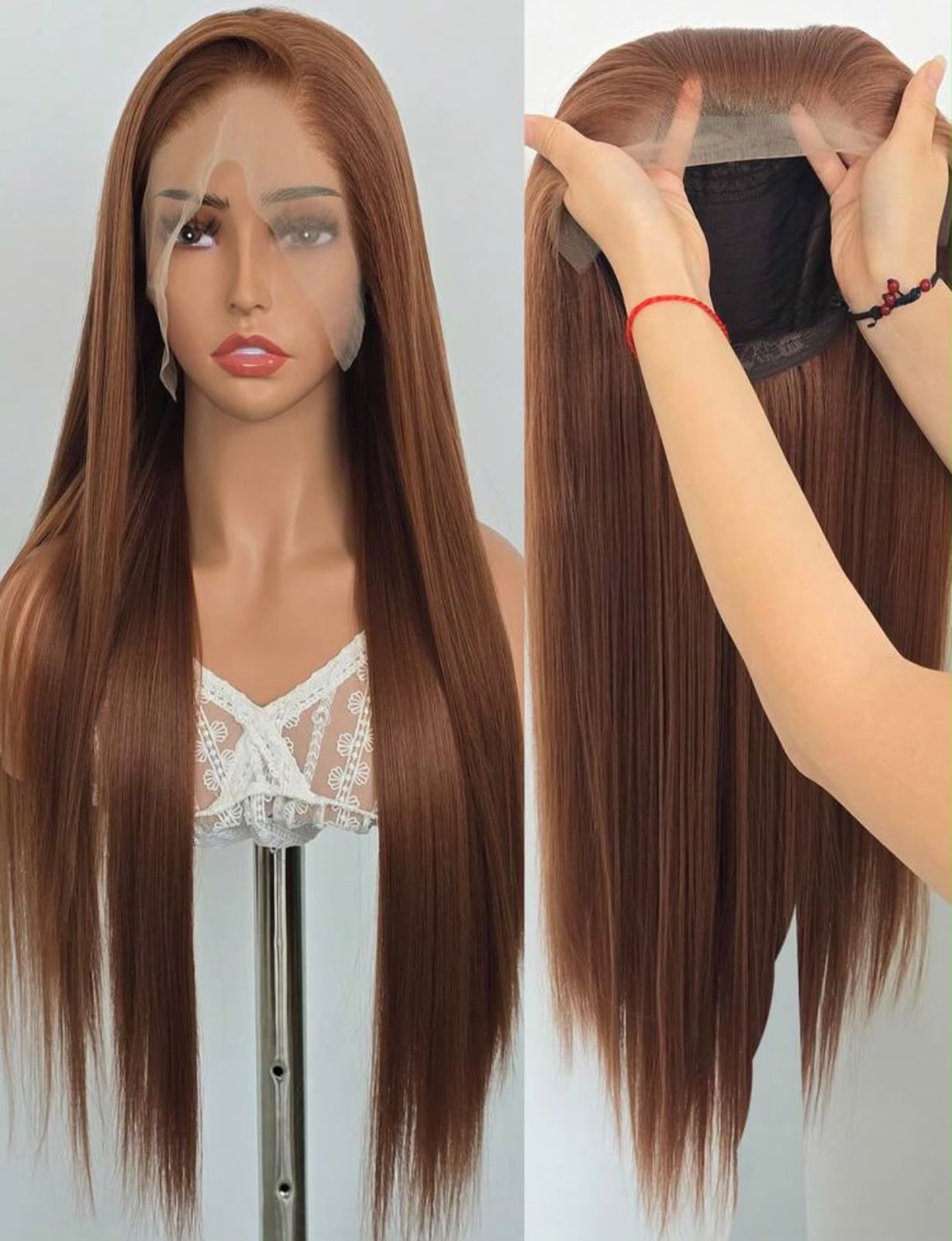 Inside of the wig cap showing the lace construction