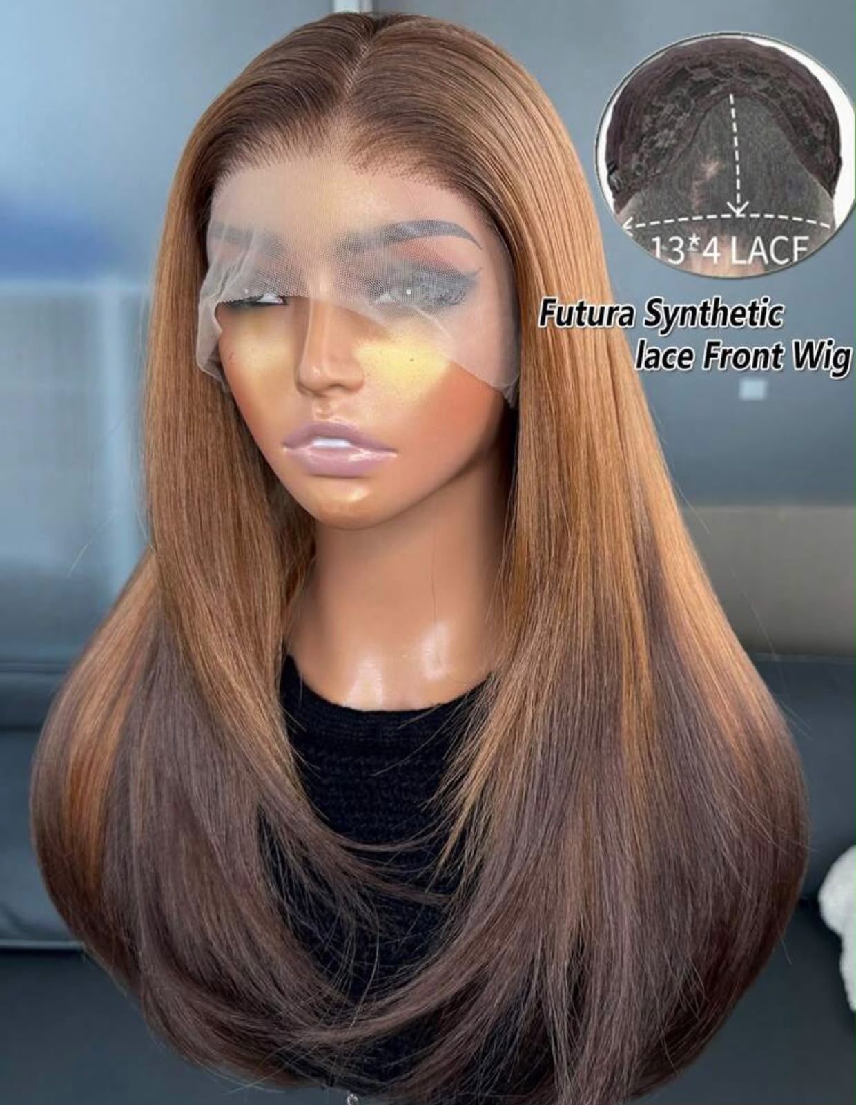 Honey brown Futura synthetic layered lace front wig
