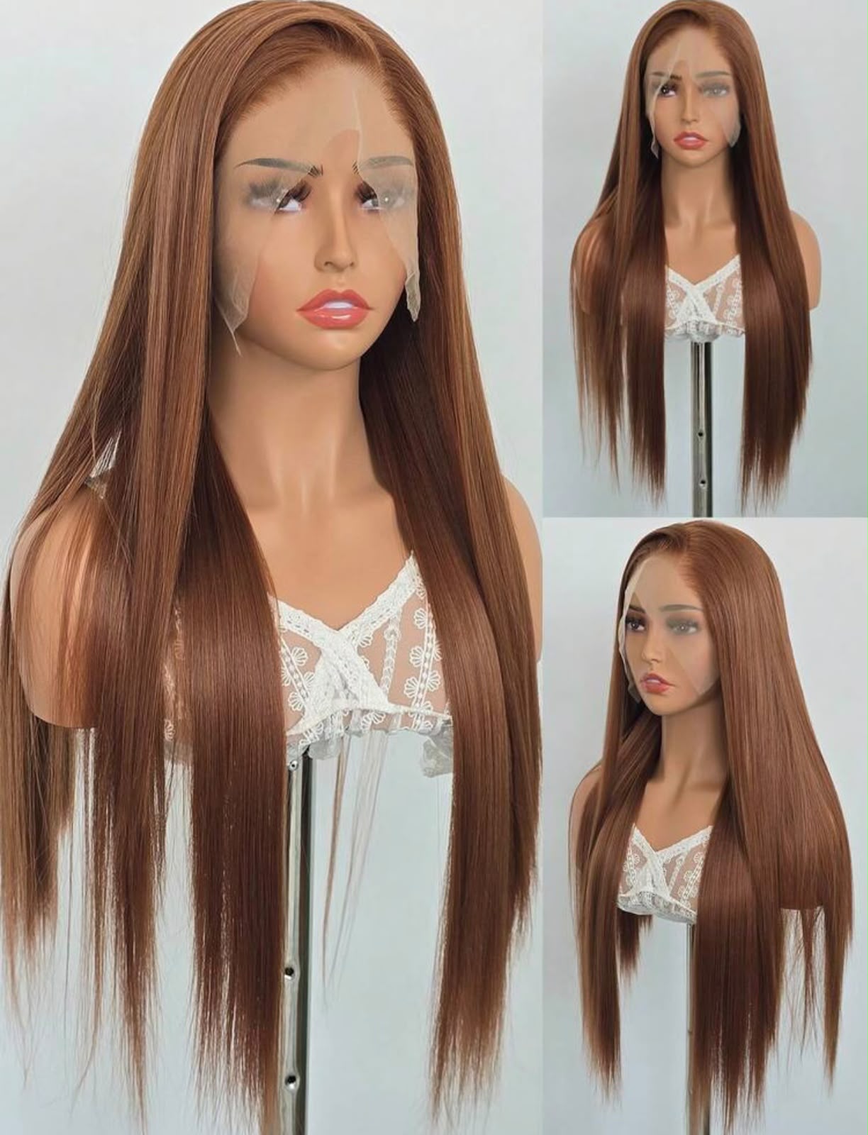 Chestnut brown silky straight lace front wig